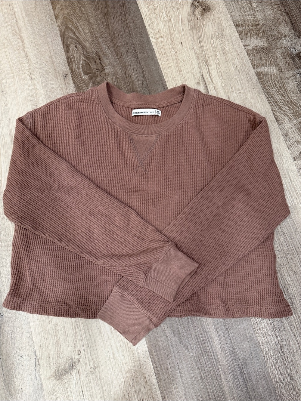 Abercrombie & Fitch Women's Mauve Waffle-Knit Crewneck Sweater